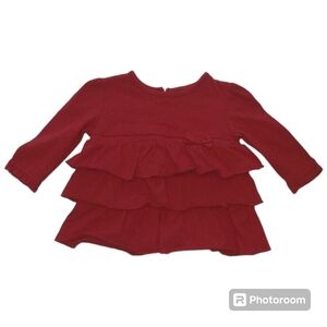 FREEBIE w Bundle Baby Girls Red Miniwear Ruffle Tier Top 12 months Cotton 12m